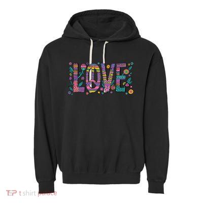 Love Crazy Wild Pattern Garment-Dyed Fleece Hoodie
