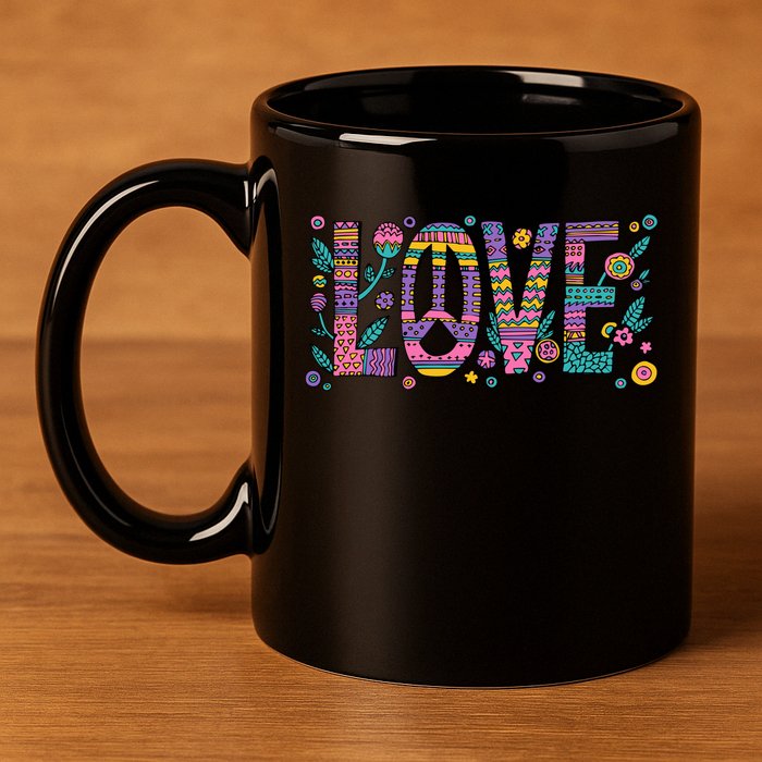 Love Crazy Wild Pattern 11oz C Handle Ceramic Mug