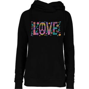 Love Crazy Wild Pattern Womens Funnel Neck Pullover Hood