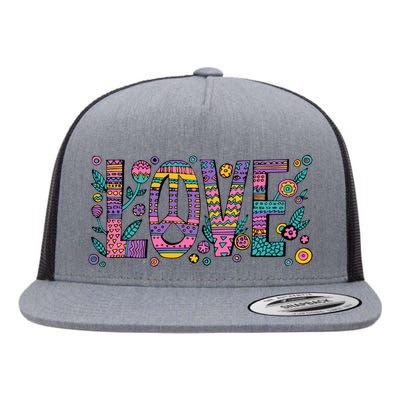 Love Crazy Wild Pattern Flat Bill Trucker Hat