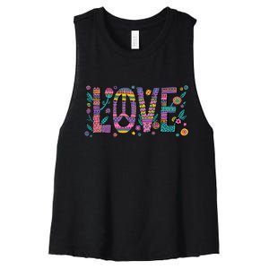 Love Crazy Wild Pattern Women's Racerback Cropped Tank