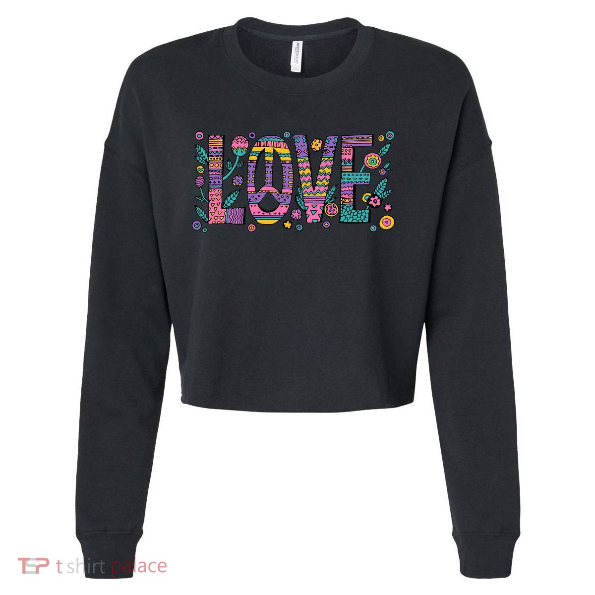 Love Crazy Wild Pattern Cropped Pullover Crew