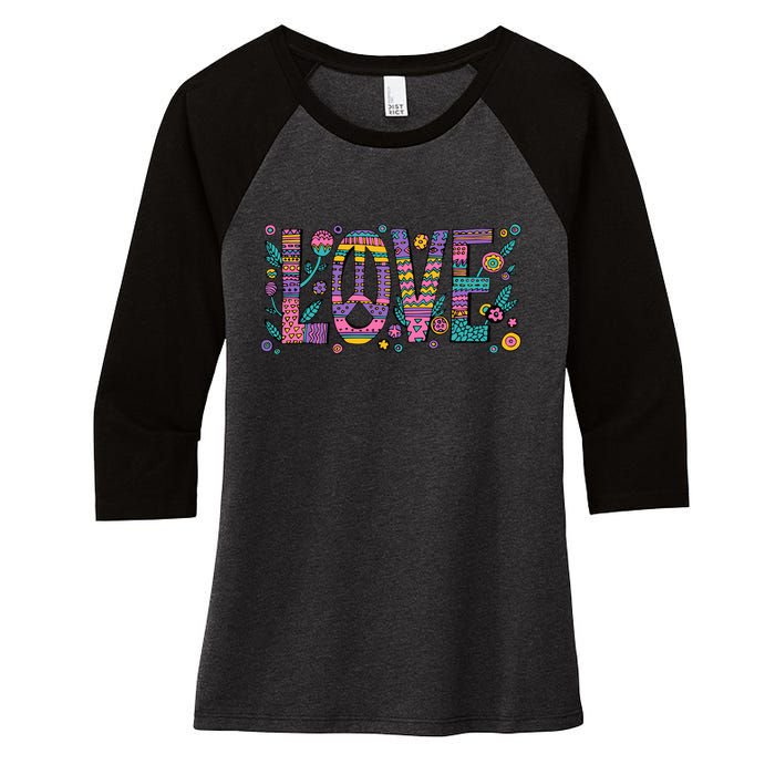 Love Crazy Wild Pattern Women's Tri-Blend 3/4-Sleeve Raglan Shirt