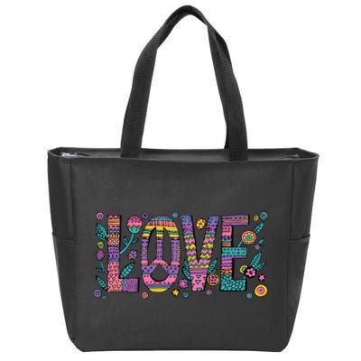 Love Crazy Wild Pattern Zip Tote Bag