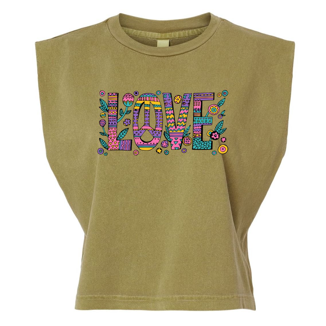 Love Crazy Wild Pattern Garment-Dyed Women's Muscle Tee