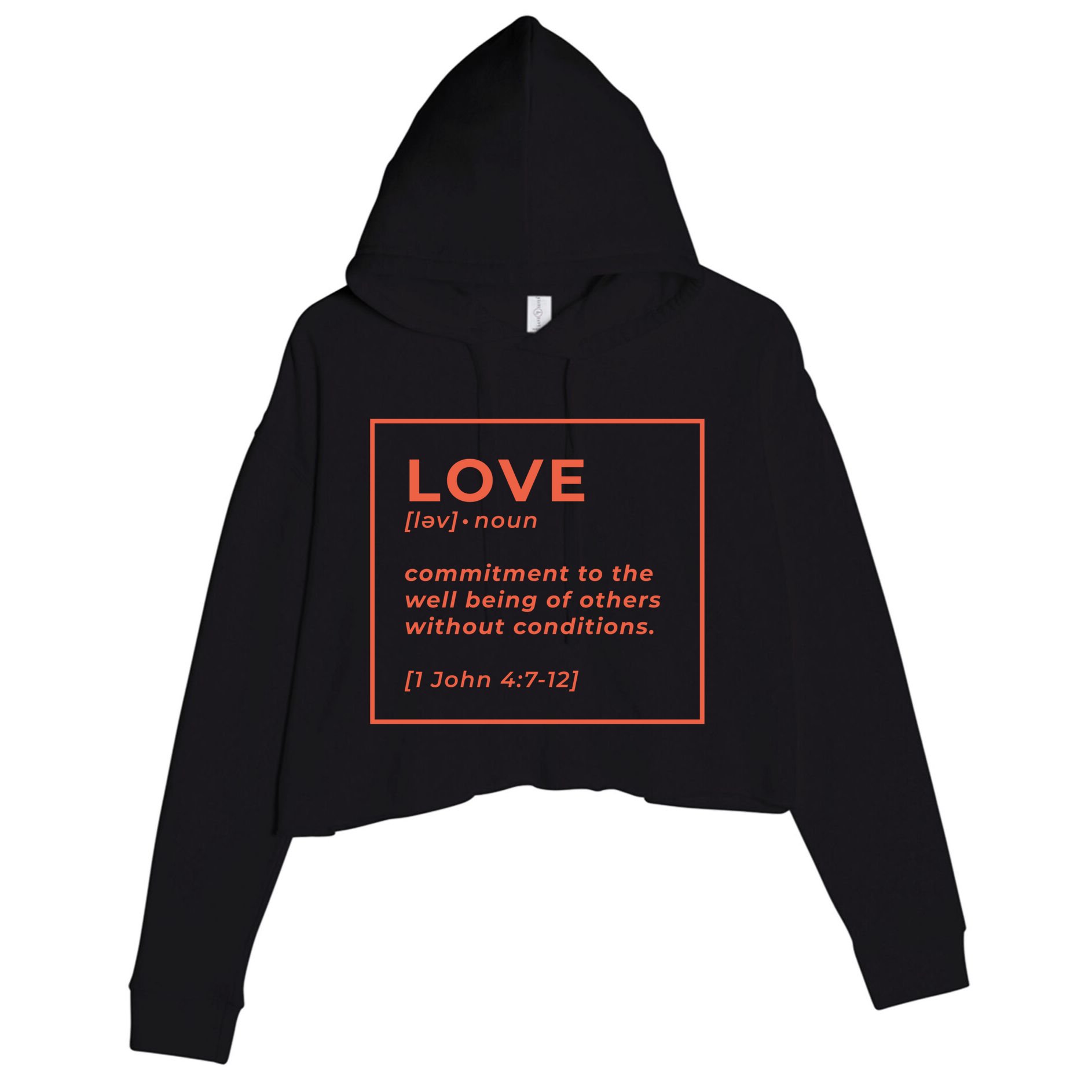 Love Definition John 4:7-12 Crop Fleece Hoodie
