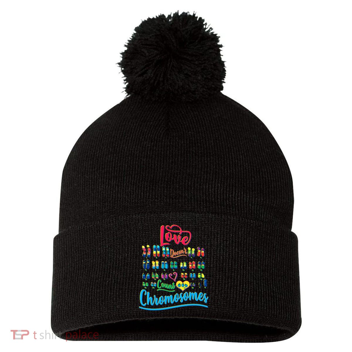 Love Doesn't Count Chromosomes Pom Pom 12in Knit Beanie