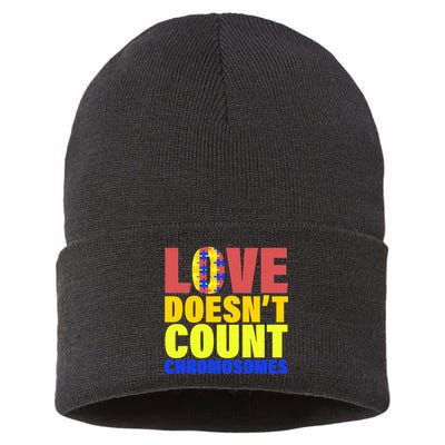 Love Doesn't Count Chromosomes Down Syndrome Sustainable Knit Beanie