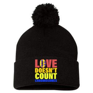 Love Doesn't Count Chromosomes Down Syndrome Pom Pom 12in Knit Beanie