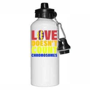 Love Doesn't Count Chromosomes Down Syndrome Aluminum Water Bottle