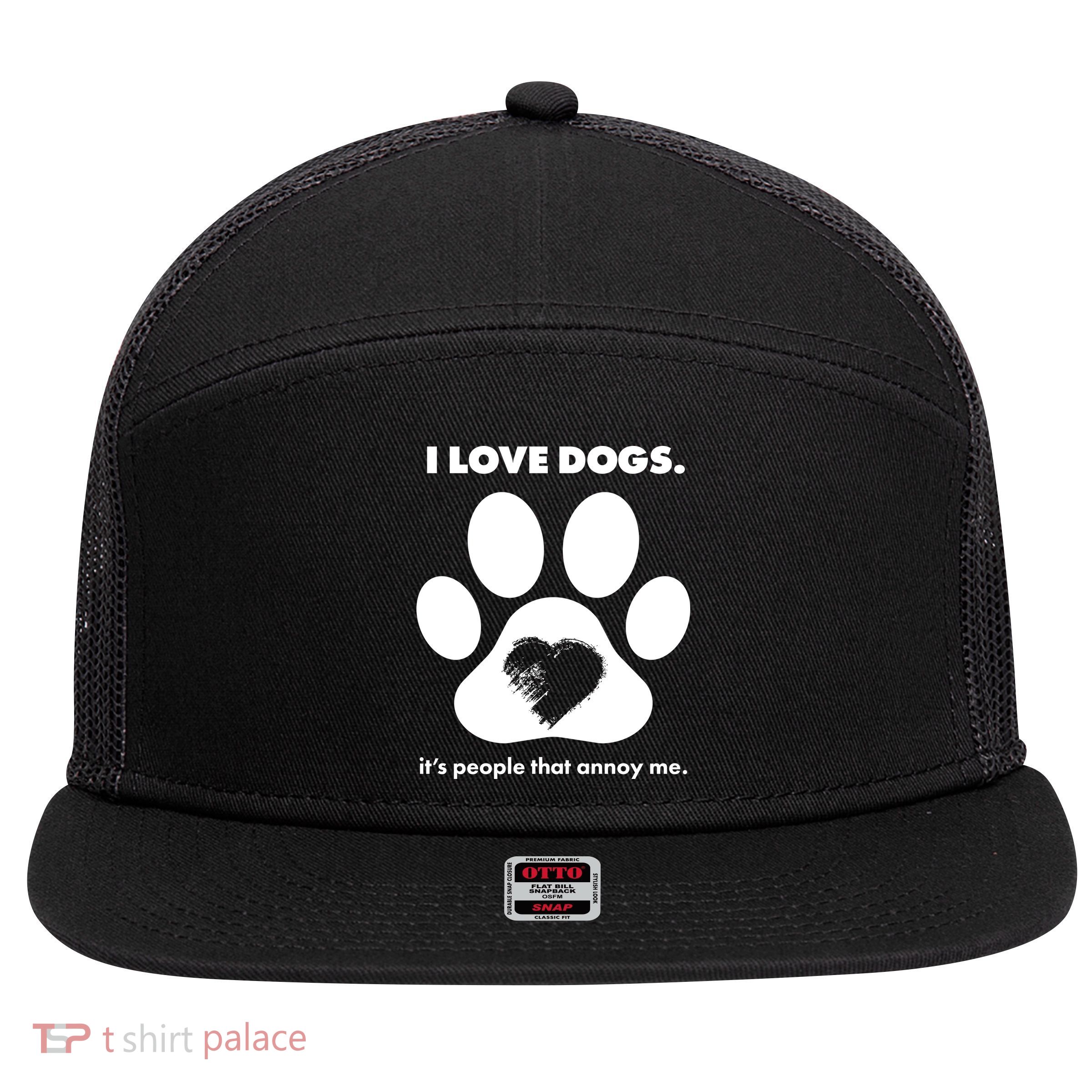Love Dogs Hate People 7 Panel Mesh Trucker Snapback Hat