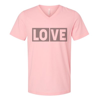 Love Dot Pattern V-Neck T-Shirt