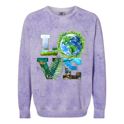 LOVE Earth Day Celebration Colorblast Crewneck Sweatshirt