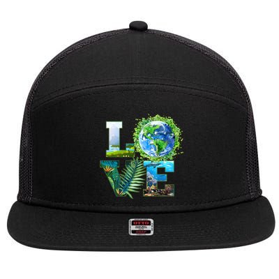 LOVE Earth Day Celebration 7 Panel Mesh Trucker Snapback Hat