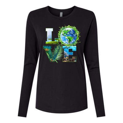 LOVE Earth Day Celebration Womens Cotton Relaxed Long Sleeve T-Shirt