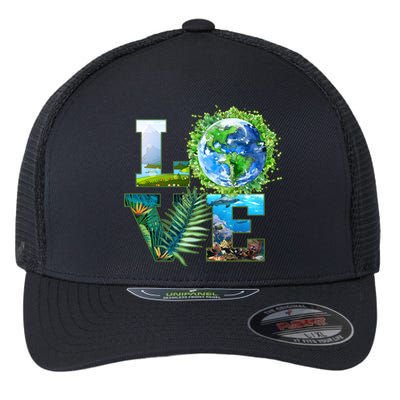 LOVE Earth Day Celebration Flexfit Unipanel Trucker Cap