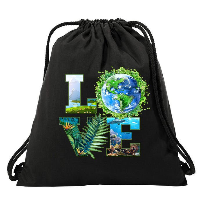 LOVE Earth Day Celebration Drawstring Bag