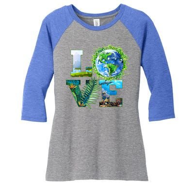 LOVE Earth Day Celebration Women's Tri-Blend 3/4-Sleeve Raglan Shirt