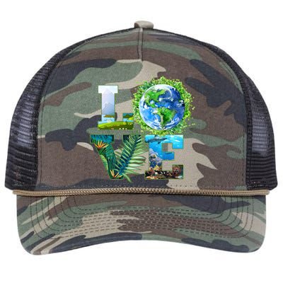 LOVE Earth Day Celebration Retro Rope Trucker Hat Cap