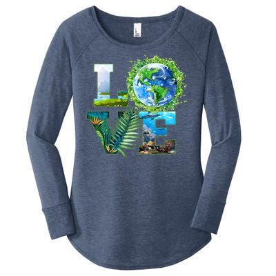 LOVE Earth Day Celebration Women's Perfect Tri Tunic Long Sleeve Shirt