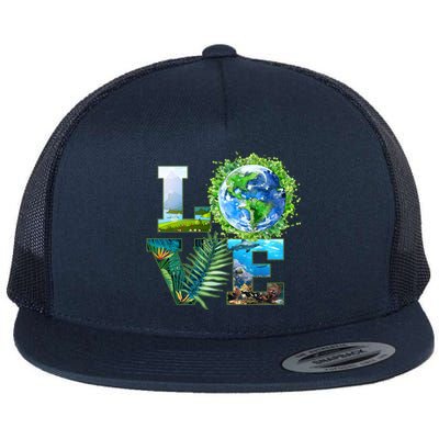 LOVE Earth Day Celebration Flat Bill Trucker Hat