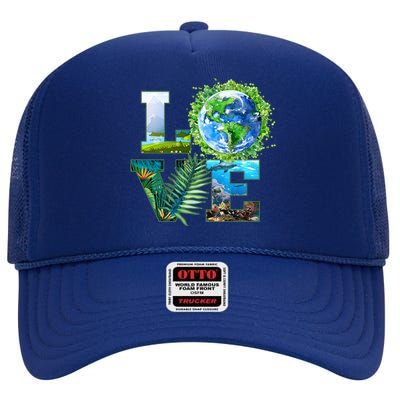 LOVE Earth Day Celebration High Crown Mesh Back Trucker Hat