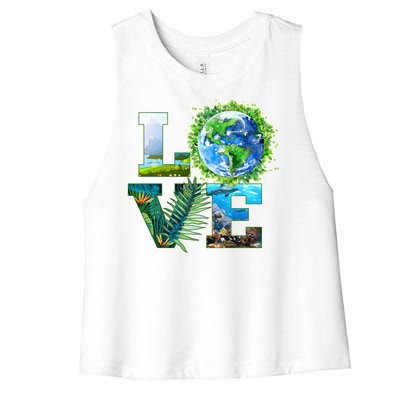 LOVE Earth Day Celebration Women's Racerback Cropped Tank