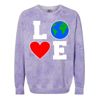 Love Earth Day Globe Heart Science Colorblast Crewneck Sweatshirt