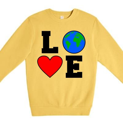 Love Earth Day Globe Heart Science Premium Crewneck Sweatshirt