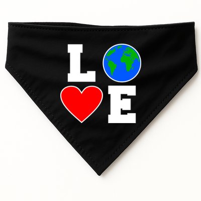 Love Earth Day Globe Heart Science USA-Made Doggie Bandana