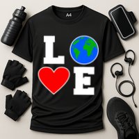 Love Earth Day Globe Heart Science Performance Shirt