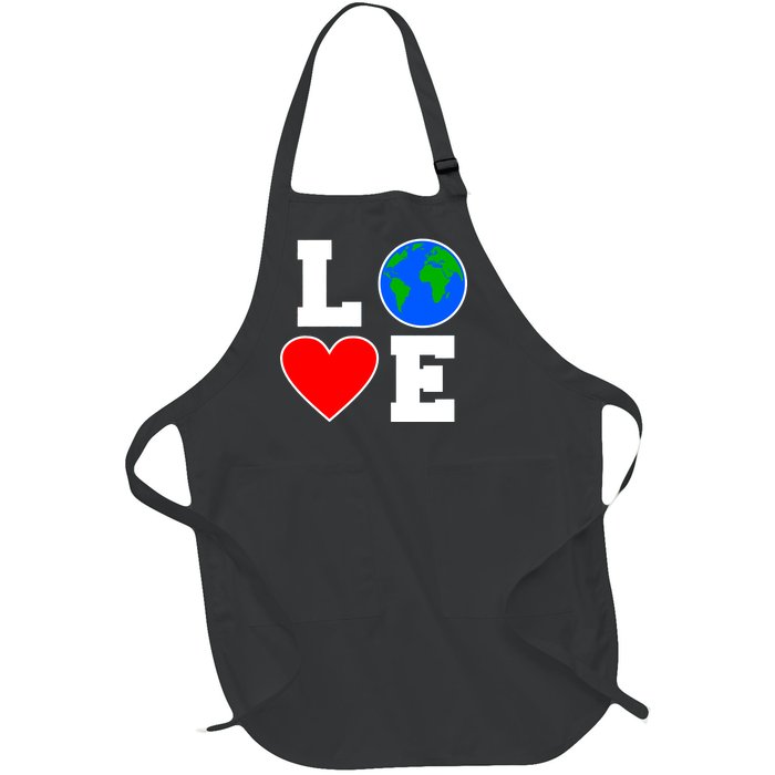 Love Earth Day Globe Heart Science Full-Length Apron With Pockets