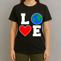 Love Earth Day Globe Heart Science T-Shirt