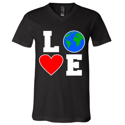 Love Earth Day Globe Heart Science V-Neck T-Shirt
