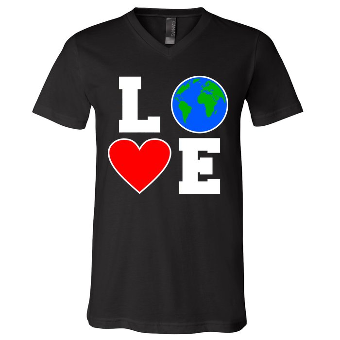 Love Earth Day Globe Heart Science V-Neck T-Shirt