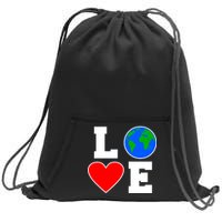 Love Earth Day Globe Heart Science Sweatshirt Cinch Pack Bag