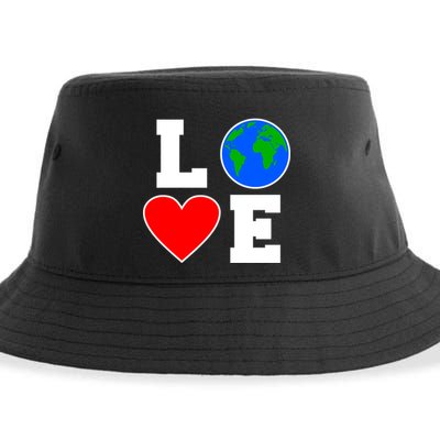 Love Earth Day Globe Heart Science Sustainable Bucket Hat