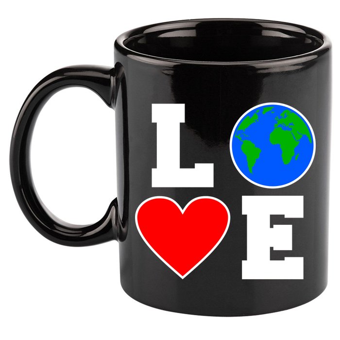 Love Earth Day Globe Heart Science 11oz C Handle Ceramic Mug