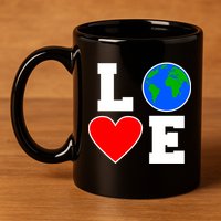 Love Earth Day Globe Heart Science 11oz C Handle Ceramic Mug