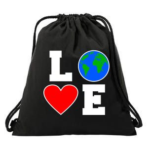 Love Earth Day Globe Heart Science Drawstring Bag