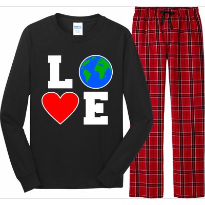 Love Earth Day Globe Heart Science Long Sleeve Pajama Set