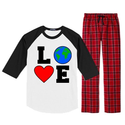 Love Earth Day Globe Heart Science Raglan Sleeve Pajama Set