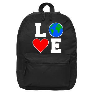 Love Earth Day Globe Heart Science 16 in Basic Backpack