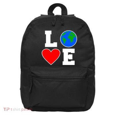 Love Earth Day Globe Heart Science 16 in Basic Backpack
