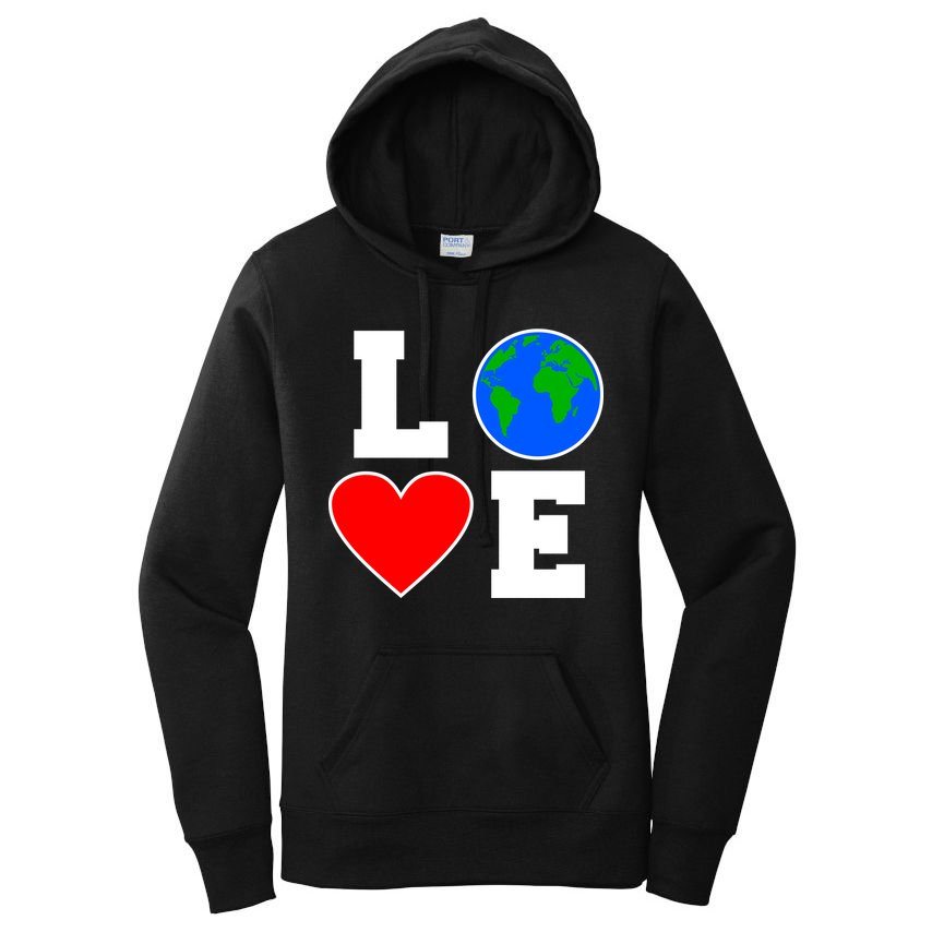 Love Earth Day Globe Heart Science Women's Pullover Hoodie