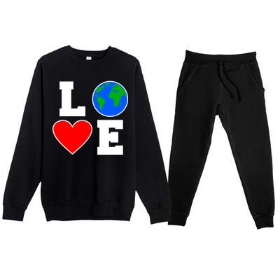 Love Earth Day Globe Heart Science Premium Crewneck Sweatsuit Set