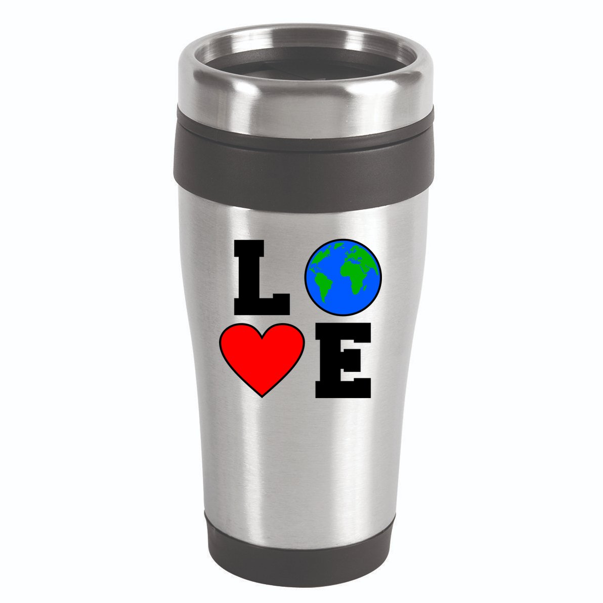Love Earth Day Globe Heart Science 16oz Travel Tumbler