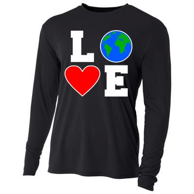 Love Earth Day Globe Heart Science Cooling Performance Long Sleeve Crew