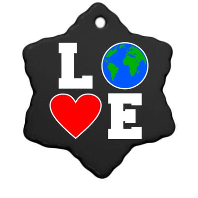 Love Earth Day Globe Heart Science Ceramic Star Ornament