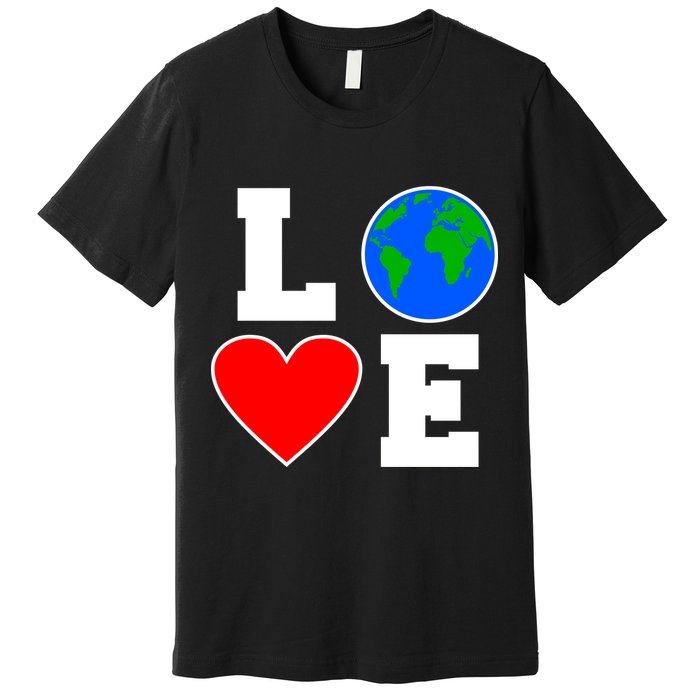 Love Earth Day Globe Heart Science Premium T-Shirt